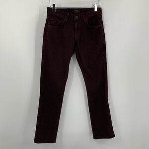 J Brand Kane Snifter straight leg wine burgundy ankle lower rise denim jeans 28